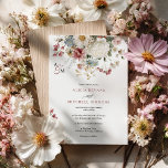 stoffig Roos en Ivoren Wildflower Wedding Kaart<br><div class="desc">Romantisch en tijdloos, deze huwelijksuitnodiging beschikt over een delicate cascade van wilde bloemen in zachte blos, bordeauxrood, crème en stoffig blauw. Een verfijnde serif-lay-out voldoet aan zachte bloemenillustratie - ideaal voor herfstbruiloften, of landelijke bruiloften. Het ontwerp brengt elegantie zonder al te formeel te zijn, met precies de juiste toon voor...</div>