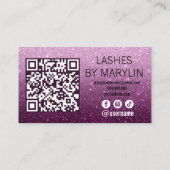 Stoffig Roos en Plum Ombre Glitter Lash Technician Klantenkaartje (Achterkant)