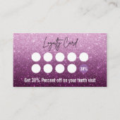 Stoffig Roos en Plum Ombre Glitter Lash Technician Klantenkaartje (Voorkant)