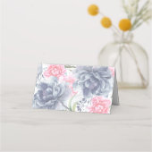 Stoffig Roos en Slate Blue Floral Elegant Plaatskaartje (Achterkant)