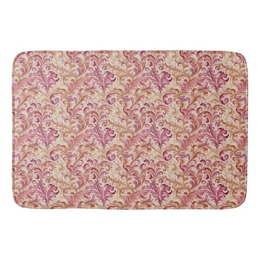 Stoffig Roos en Taupe Leaf Scroll Badmat (Voorkant)