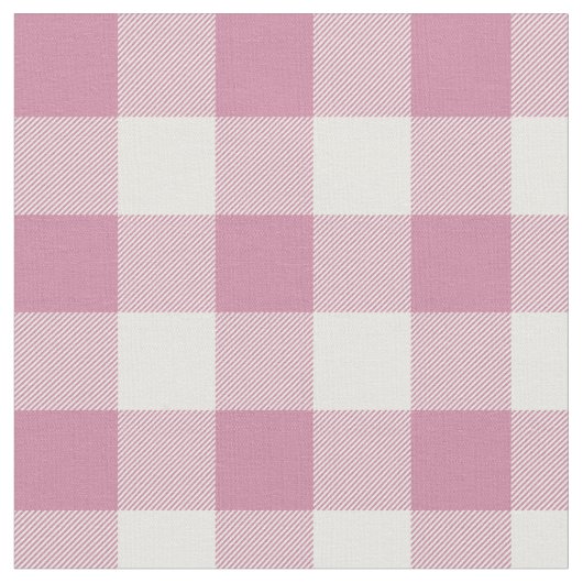 Stoffig Roos en White Gingham Plaid Stof (Close Up)