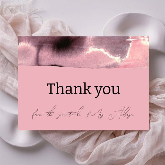 Stoffig Roos en zwart modern minimalistisch Bedankkaart