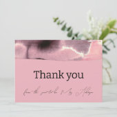 Stoffig Roos en zwart modern minimalistisch Bedankkaart (Staand voorkant)