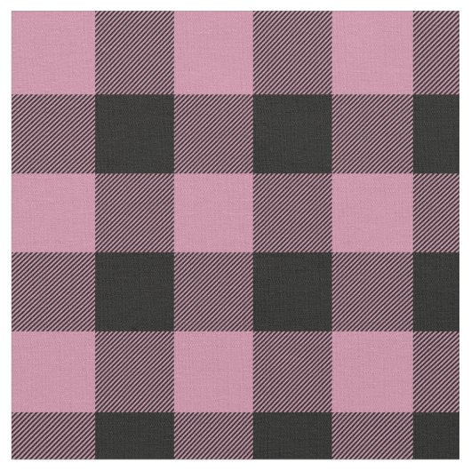 Stoffig Roos en Zwarte Buffel Plaid Stof (Close Up)