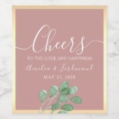 Stoffig Roos Eucalyptus Wedding Wijnfles Label Wijn Etiket (Enkel label)