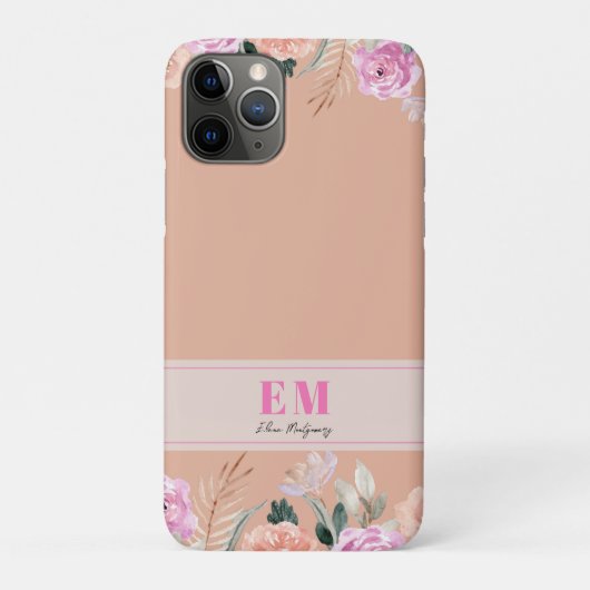 Stoffig Roos floraal monogram Case-Mate iPhone Case (Achterkant)