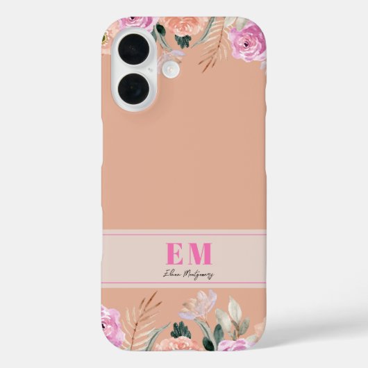Stoffig Roos floraal monogram Case-Mate iPhone Case (Achterkant)