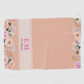 Stoffig Roos floraal monogram Golfhanddoek (Horizontaal)