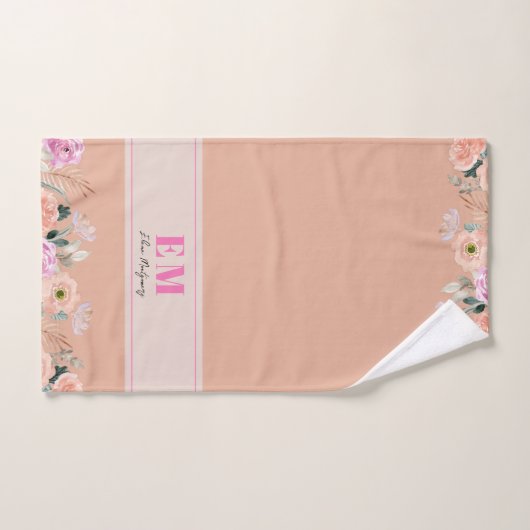Stoffig Roos floraal monogram Handdoek (Handdoek)