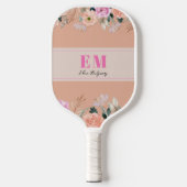 Stoffig Roos floraal monogram Pickleball Paddle (Voorkant)