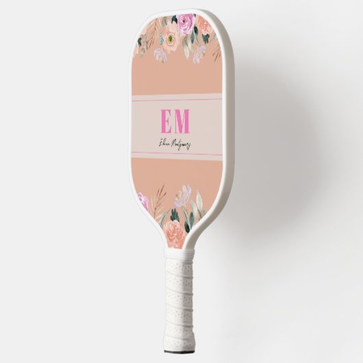 Stoffig Roos floraal monogram Pickleball Paddle (Links)