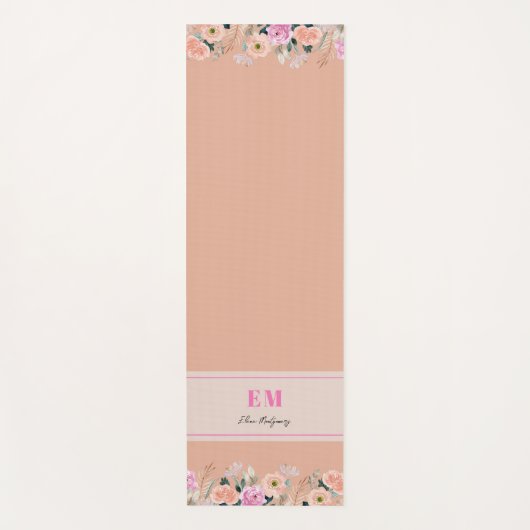 Stoffig Roos floraal monogram Yogamat (Voorkant)