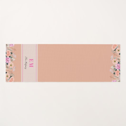 Stoffig Roos floraal monogram Yogamat (Voorkant (horizontaal))