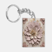 Stoffig Roos Floral - Acryl Sleutelhanger (Voorkant Links)