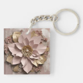 Stoffig Roos Floral - Acryl Sleutelhanger (Achterkant)