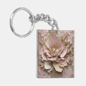 Stoffig Roos Floral - Acryl Sleutelhanger (Voorkant Links)
