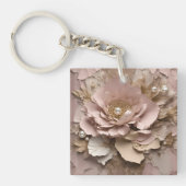 Stoffig Roos Floral - Acryl Sleutelhanger (Voorkant)