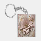 Stoffig Roos Floral - Acryl Sleutelhanger (Voorkant Links)