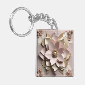 Stoffig Roos Floral - Acryl Sleutelhanger (Voorkant Links)