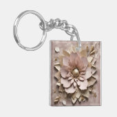 Stoffig Roos Floral - Acryl Sleutelhanger (Voorkant Links)