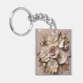 Stoffig Roos Floral - Acryl Sleutelhanger (Voorkant Links)