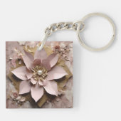 Stoffig Roos Floral - Acryl Sleutelhanger (Achterkant)