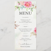 Stoffig Roos Floral Boho Wedding Menu Kaart (Voorkant)
