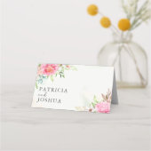 Stoffig Roos Floral Boho Wedding Place Card Plaatskaartje (Achterkant)