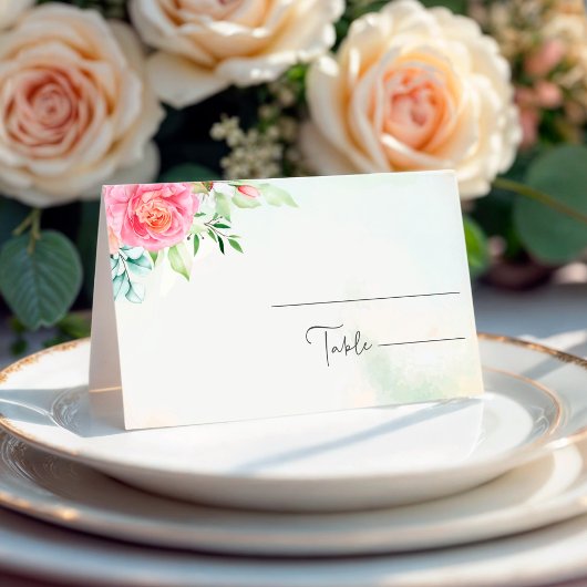 Stoffig Roos Floral Boho Wedding Place Card Plaatskaartje