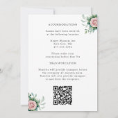 Stoffig Roos Floral Elegant Chic Roze Huwelijk Kaart (Achterkant)