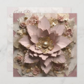 Stoffig Roos Floral Flat Kaart - Elke gelegenheid (Voorkant / Achterkant)