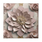 Stoffig Roos Floral - Keramische Tegel Tegeltje (Voorkant)