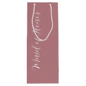 Stoffig Roos gestileerd Script Maid of Honor Wijn Cadeautas (Achterkant)