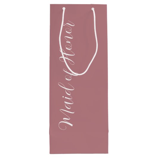 Stoffig Roos gestileerd Script Maid of Honor Wijn Cadeautas (Achterkant)