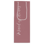 Stoffig Roos gestileerd Script Maid of Honor Wijn Cadeautas (Voorkant)