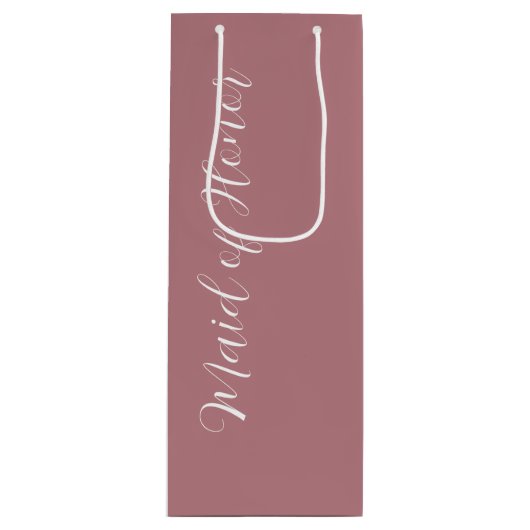 Stoffig Roos gestileerd Script Maid of Honor Wijn Cadeautas (Voorkant)
