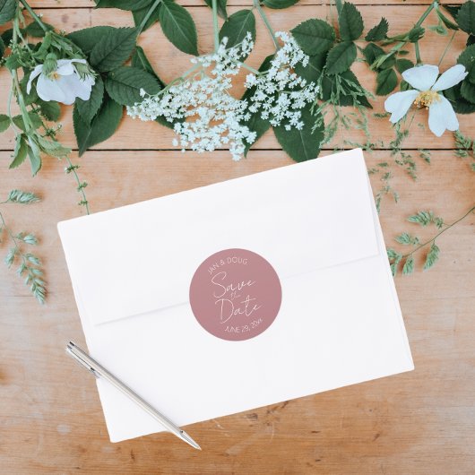 Stoffig Roos gestileerde bruiloft Save the Date Ronde Sticker