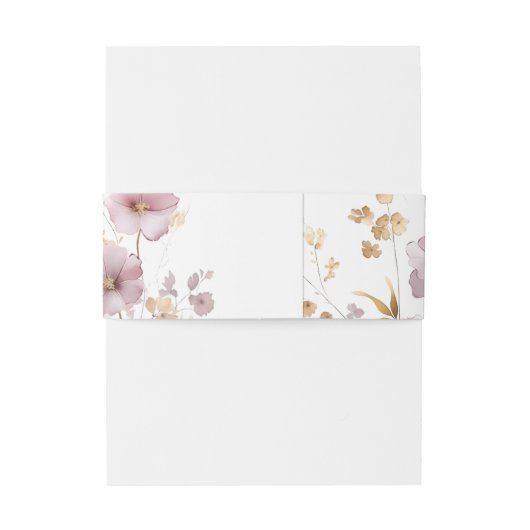 Stoffig Roos & Goud Wildflower Bloemen Huwelijk Uitnodigingen Wikkel (Achterkant Voorbeeld)