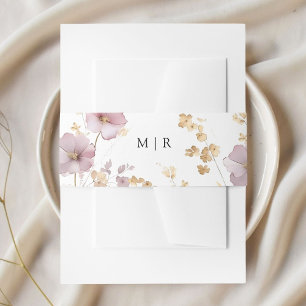 Stoffig Roos & Goud Wildflower Bloemen Huwelijk Uitnodigingen Wikkel