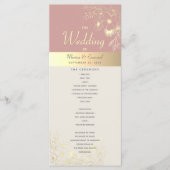 Stoffig Roos Gouden Bloemen Huwelijk Programmakaart (Voorkant)