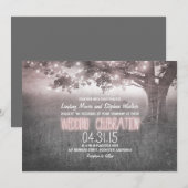 Stoffig roos Grijs Lampjes Boom Huwelijksuitnodigi Kaart (Voorkant / Achterkant)