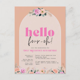 Stoffig Roos hallo bloemig "Four-oh" 40e Briefkaart