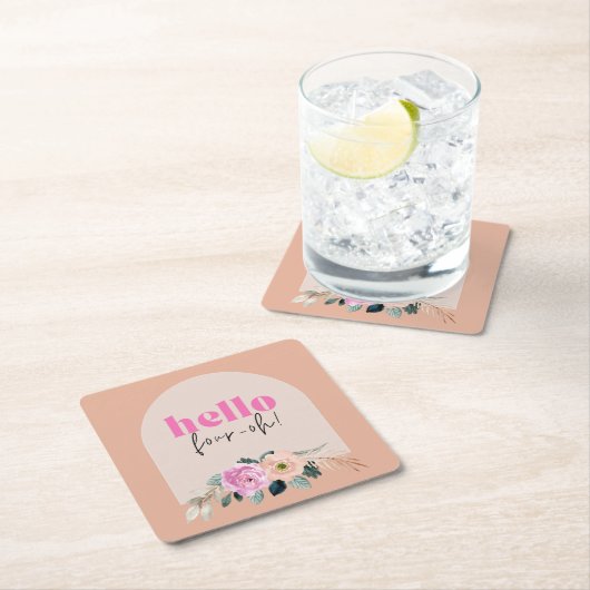 Stoffig Roos hallo floraal "Four-oh" Kartonnen Onderzetters (Insitu)