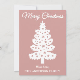 Stoffig Roos Handgeschreven Script Kerstboom Feestdagenkaart