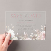 Stoffig Roos & Ivoor Save The Date Wedding Acryl Uitnodigingen (Insitu (Draagbaar))