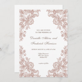 Stoffig roos kant bloemenbruiloft uitnodiging