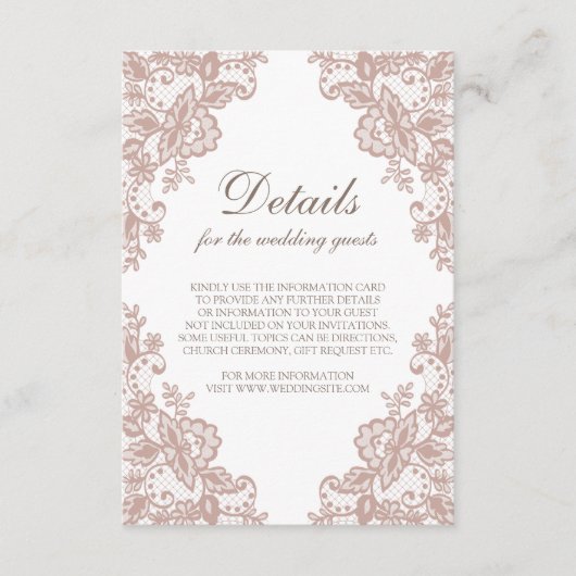 Stoffig roos kant bruiloft behuizing kaart (Voorkant)