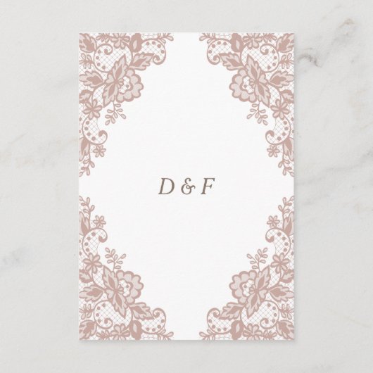 Stoffig roos kant bruiloft behuizing kaart (Achterkant)