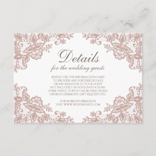 Stoffig roos kant bruiloft behuizing kaart (Voorkant)